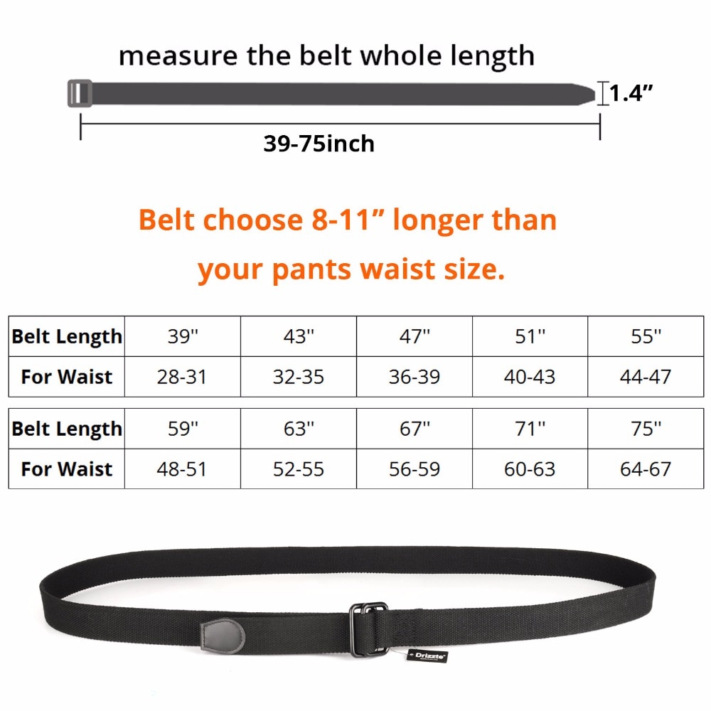 Plus Size 100-190cm Big Tall Mens Double Ring Buckle Cotton Canvas ...