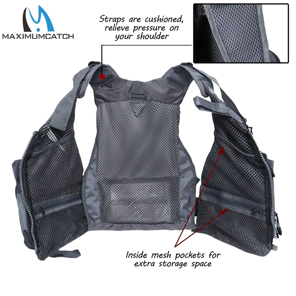 Fly Fishing Vest Adjustable Muti-Pocket Pack Detachable Floating Fishing Cushion 
