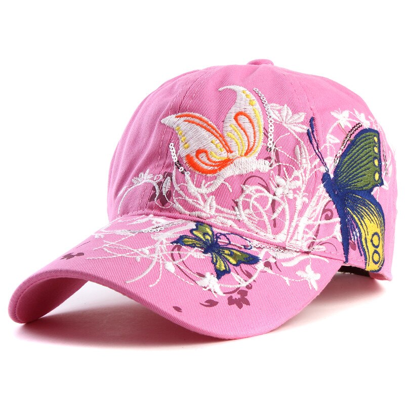 High quality baseball hat cap Butterflies and flowers embroidery cotton ...