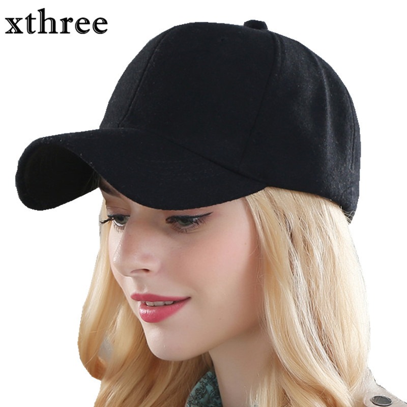 Xthree solid men's wool baseball cap winter cap warm bone snapback hat ...