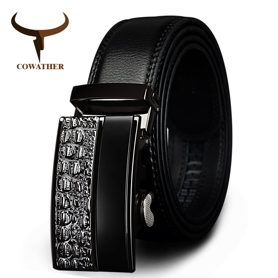 COWATHER men belt 100% Genuine Leather belts for men High quality metal ...