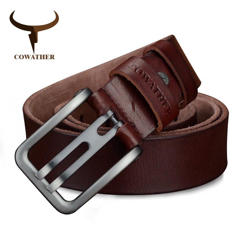COWATHER Top cow genuine leather belts for men fashion alloy pin buckle ...