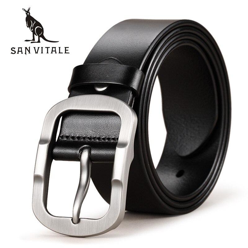Cowhide Genuine Leather Mens Belts for Men Strap Male Pin Buckle Fancy ...