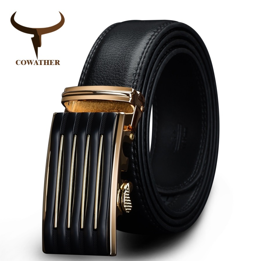 Leather belts Automatic Buckle Cowhide Leather men belt Fashion Luxury ...