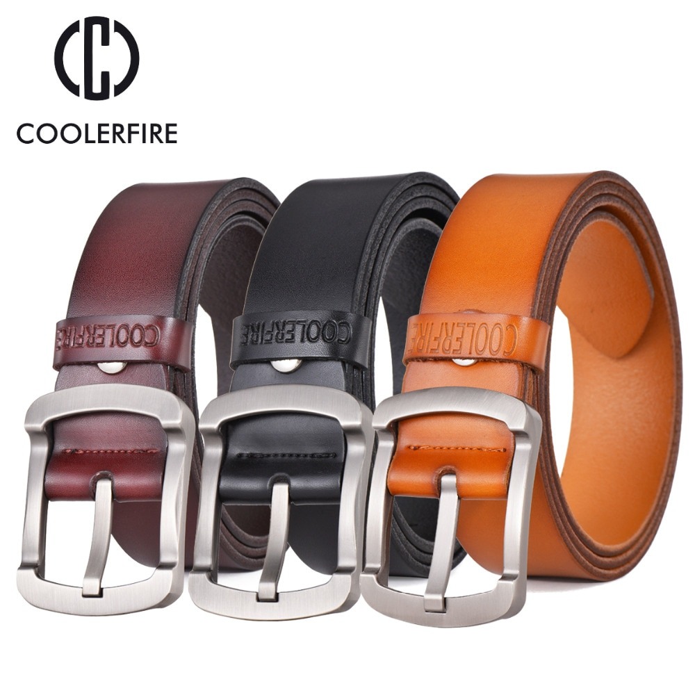Coolerfire 2017 fashion cowhide genuine leather belt men black jeans ...