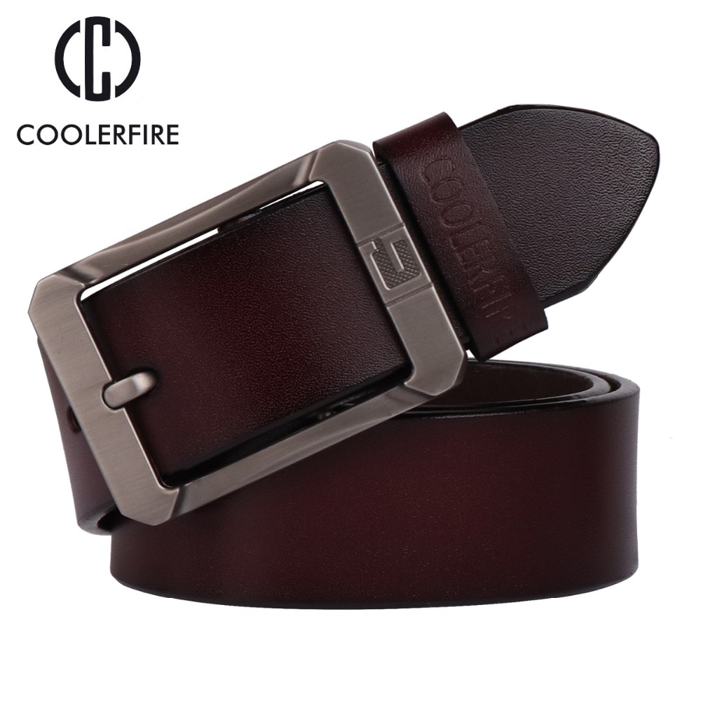Coolerfire genuine leather belts for men male pin buckle jeans cowboy ...