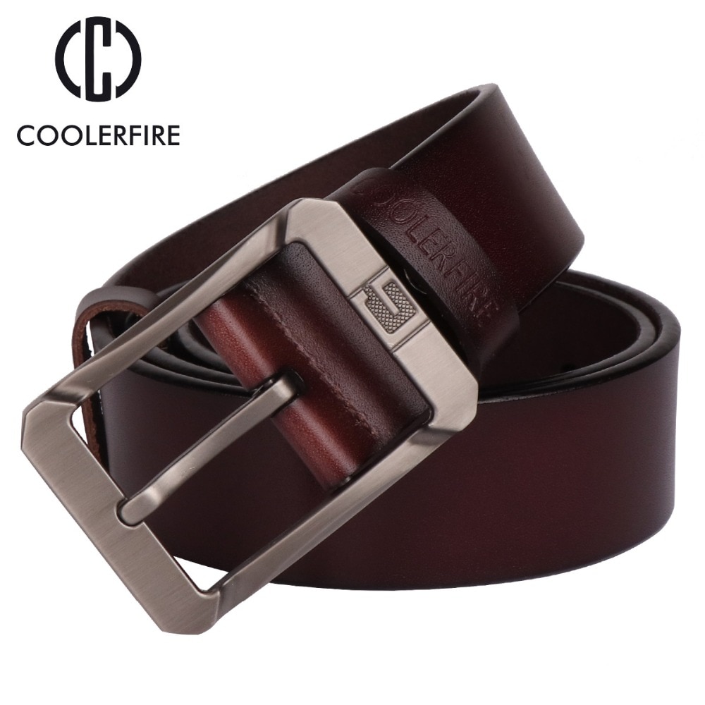 Coolerfire genuine leather belts for men male pin buckle jeans cowboy ...