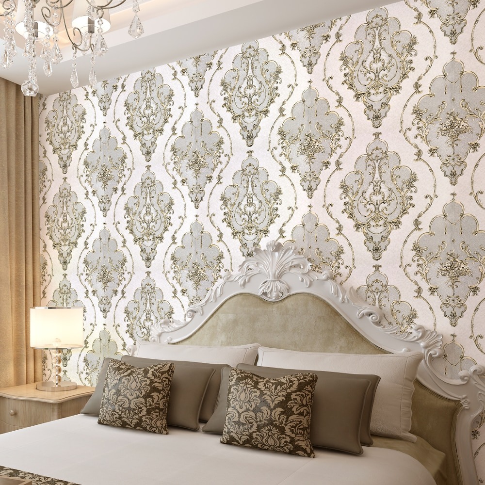 Grey White Luxury Textured Floral Damask Pattern