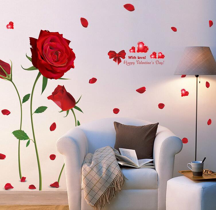 new Removable Red Rose Life Is The Flower Quote Wall Sticker Mural ...