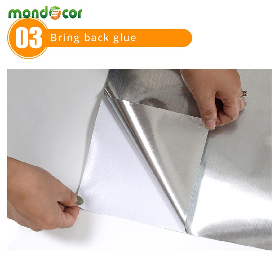 Metal Brushed Silver Self Adhesive Wallpaper PVC Oil-proof Stainless ...