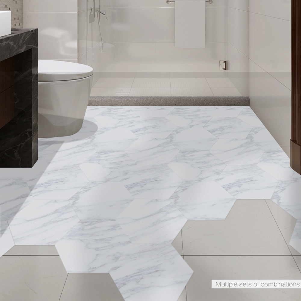 Funlife Waterproof Bathroom Floor Tile Sticker Self Adhesive Vinyl Flooring PVC Marble Floor 