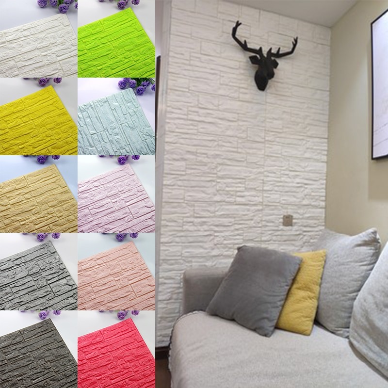 Diy Self Adhesive 3d Wall Stickers Foam Panels Waterproof Covering Wallpaper Home Living Room