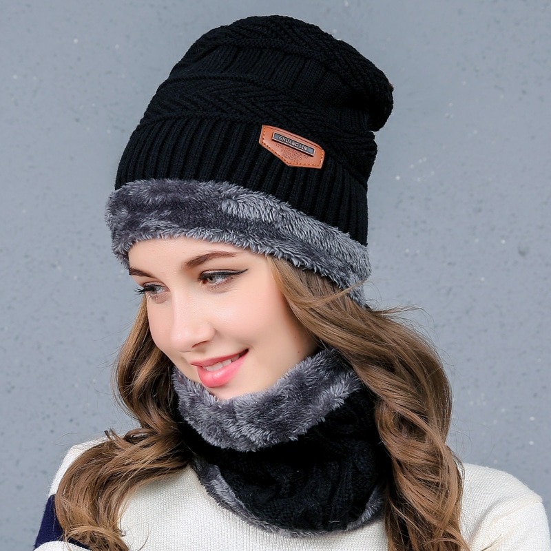 Nanci si Winter Wool Ski Hats Neck Warmer Beanies Knit Men’s Hats Caps ...
