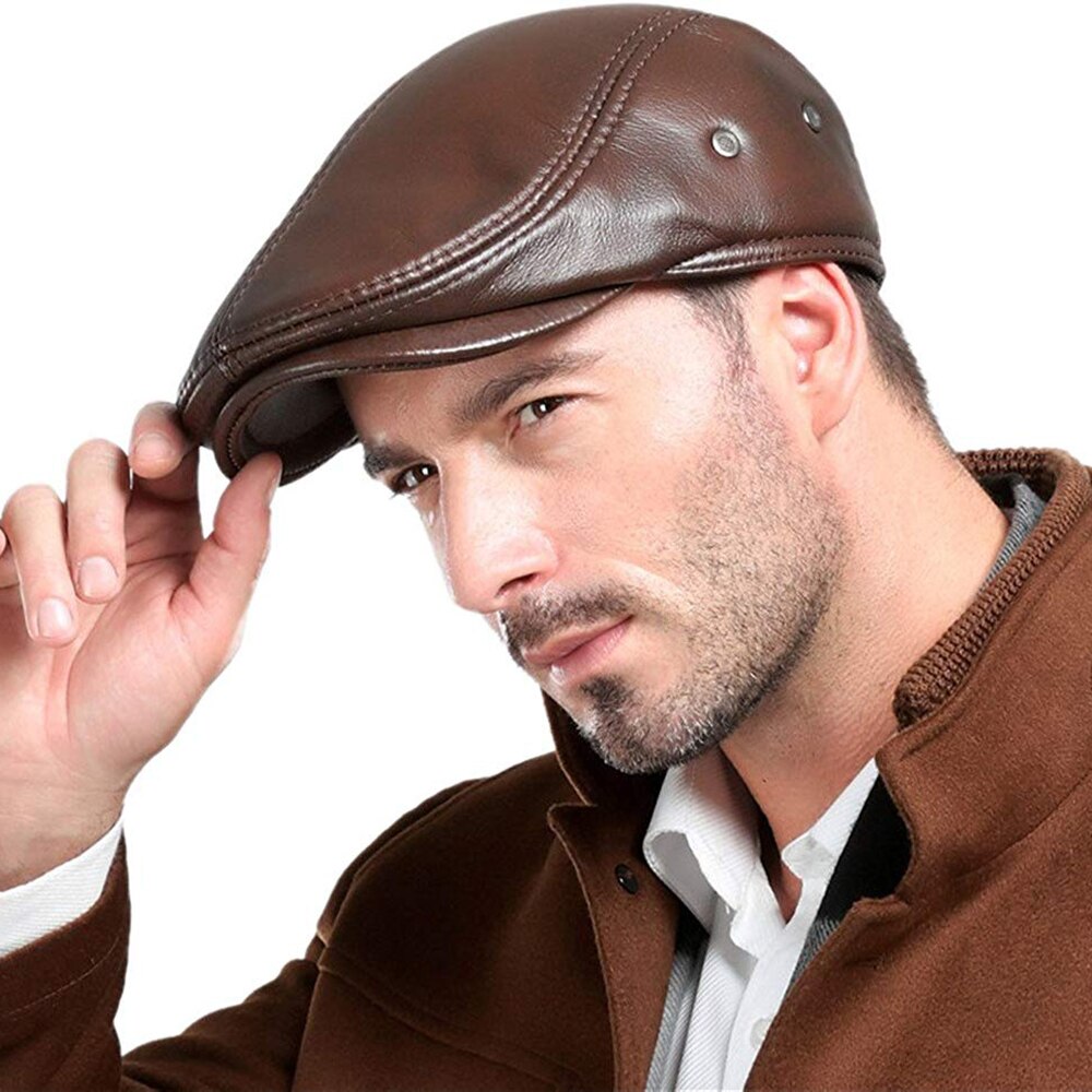 men-s-real-cowhide-leather-beret-hunting-cap-beanie-trucker-cap-mens