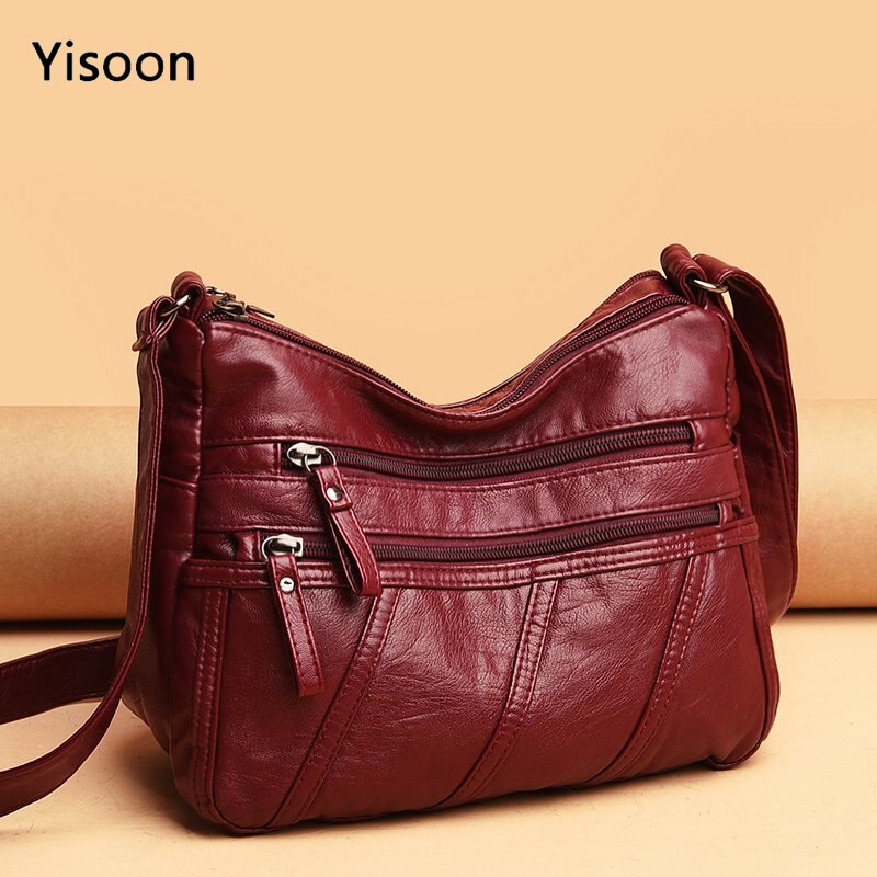 New Spring Women's Soft Leather Shoulder Bags Classic Casual Crossbody ...