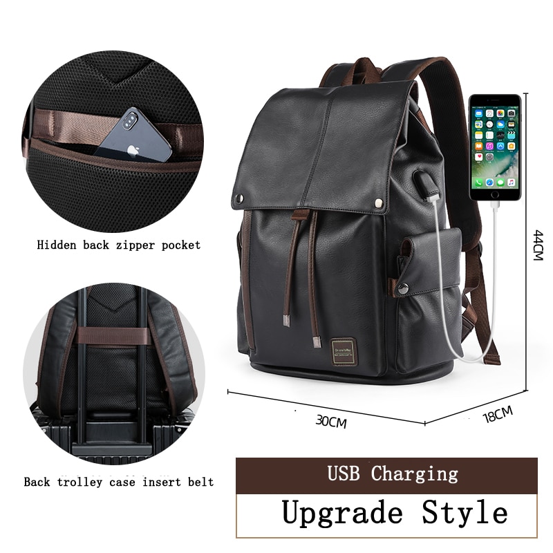 Men Leather Backpack Travel Multi Male Mochila Fashion Large Capacity ...