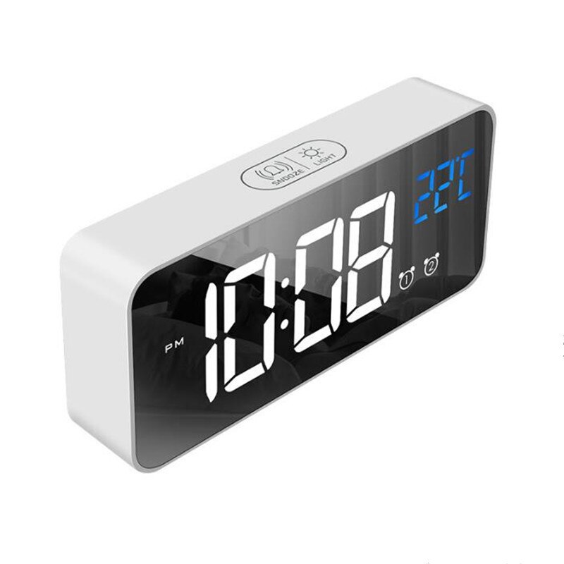 Music Alarm Clock LED Digital Clock 2 Alarms Voice Control Snooze