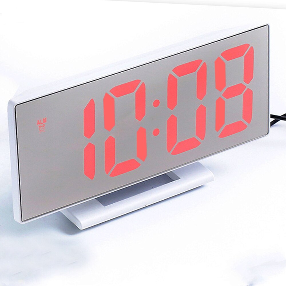 Digital Alarm Clock LED Mirror Electronic Clock Large LCD Display ...