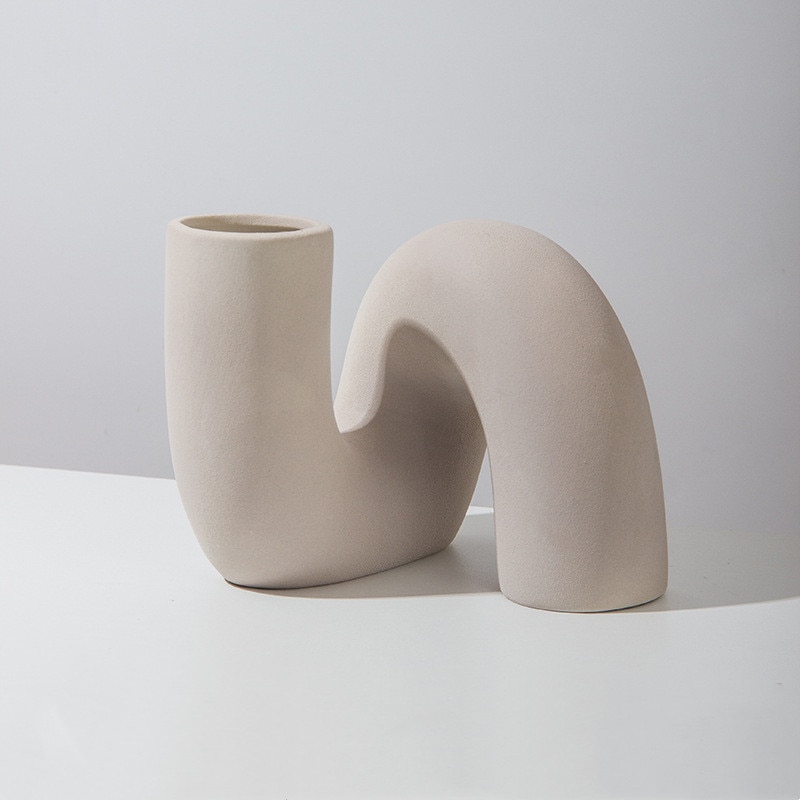 Nordic Style Ceramic Vase Modern Art Plower Arrangement Pot Ornaments ...