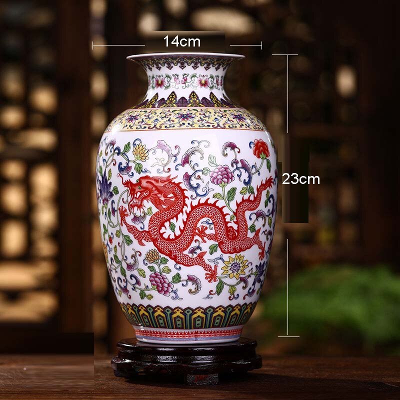 Prosperity brought by the dragon and the Phoenix Vase Jingdezhen ...