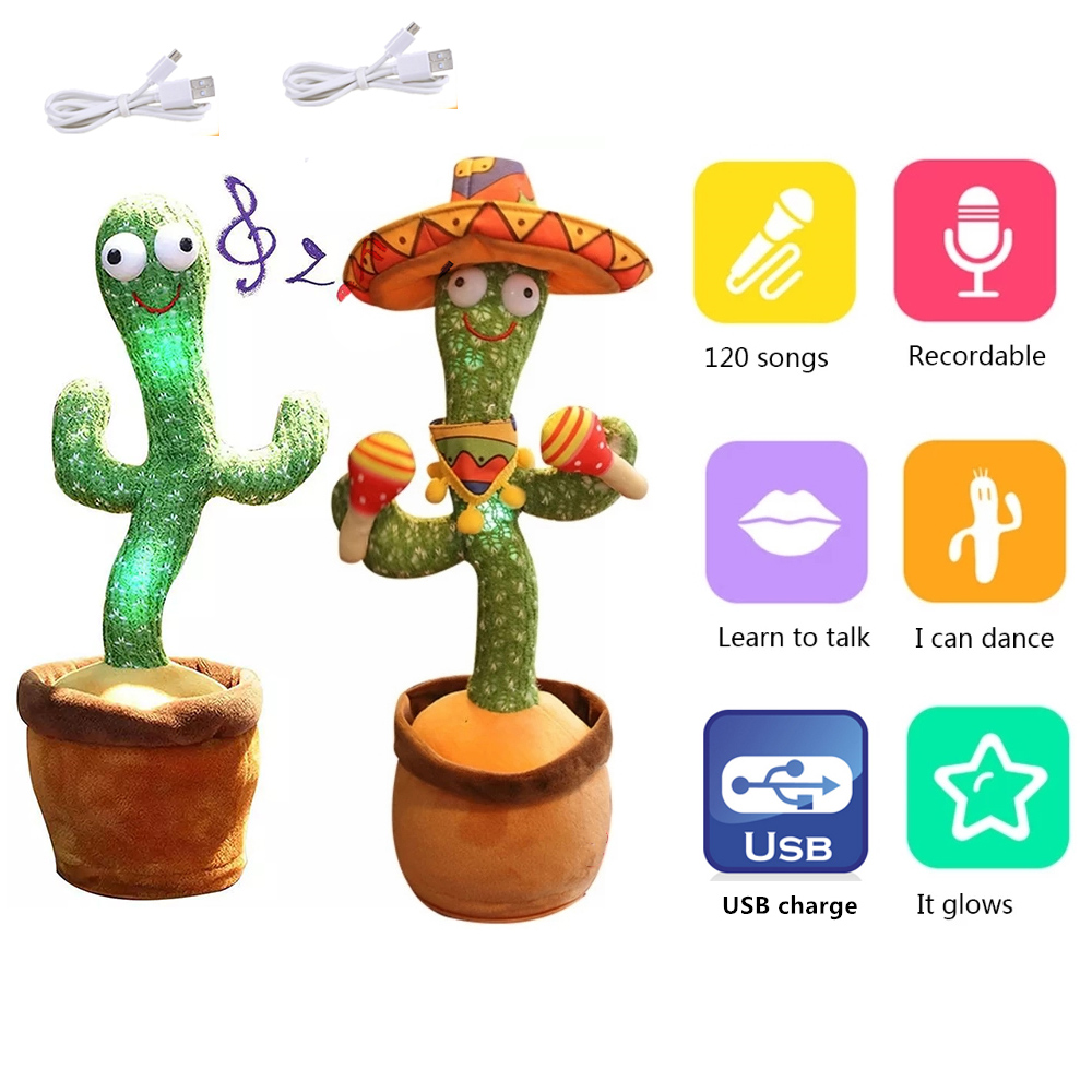 Dancing Cactus 120 Song Speaker Talking Voice Repeat plush singing ...